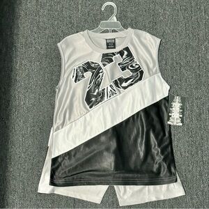 Quad Seven 2 Piece Set Sleeveless Top & Short Size 12/14 Silver Gray/Black/White